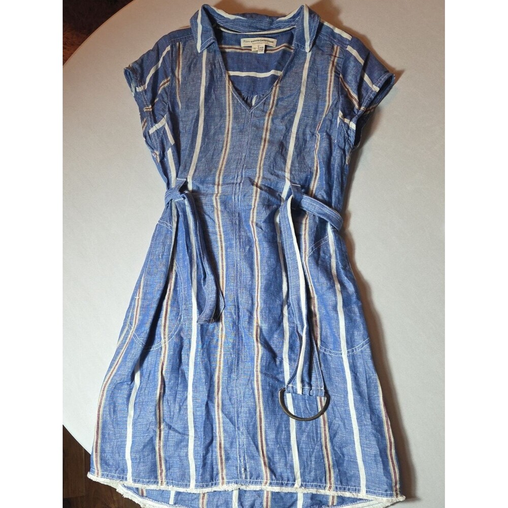 Pilcro And The Letterpress Linen/Cotton Belted Striped Dress Size 4